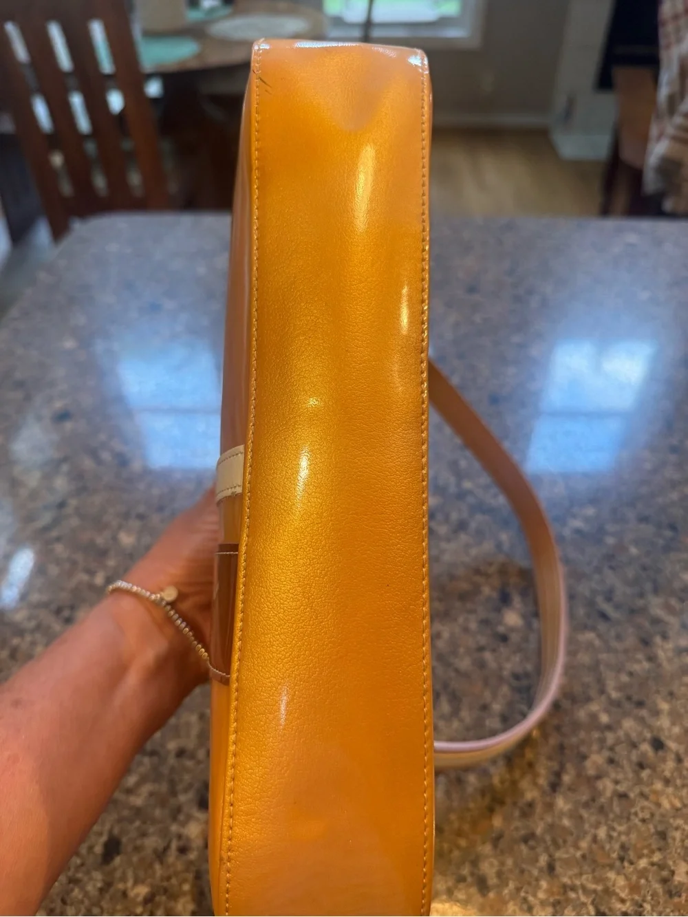 Vintage Longchamp French Gold and Brown Shoulder Bag